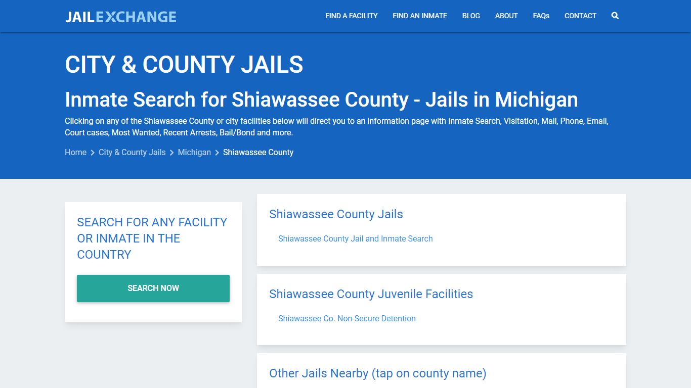 Inmate Search for Shiawassee County | Jails in Michigan - Jail Exchange